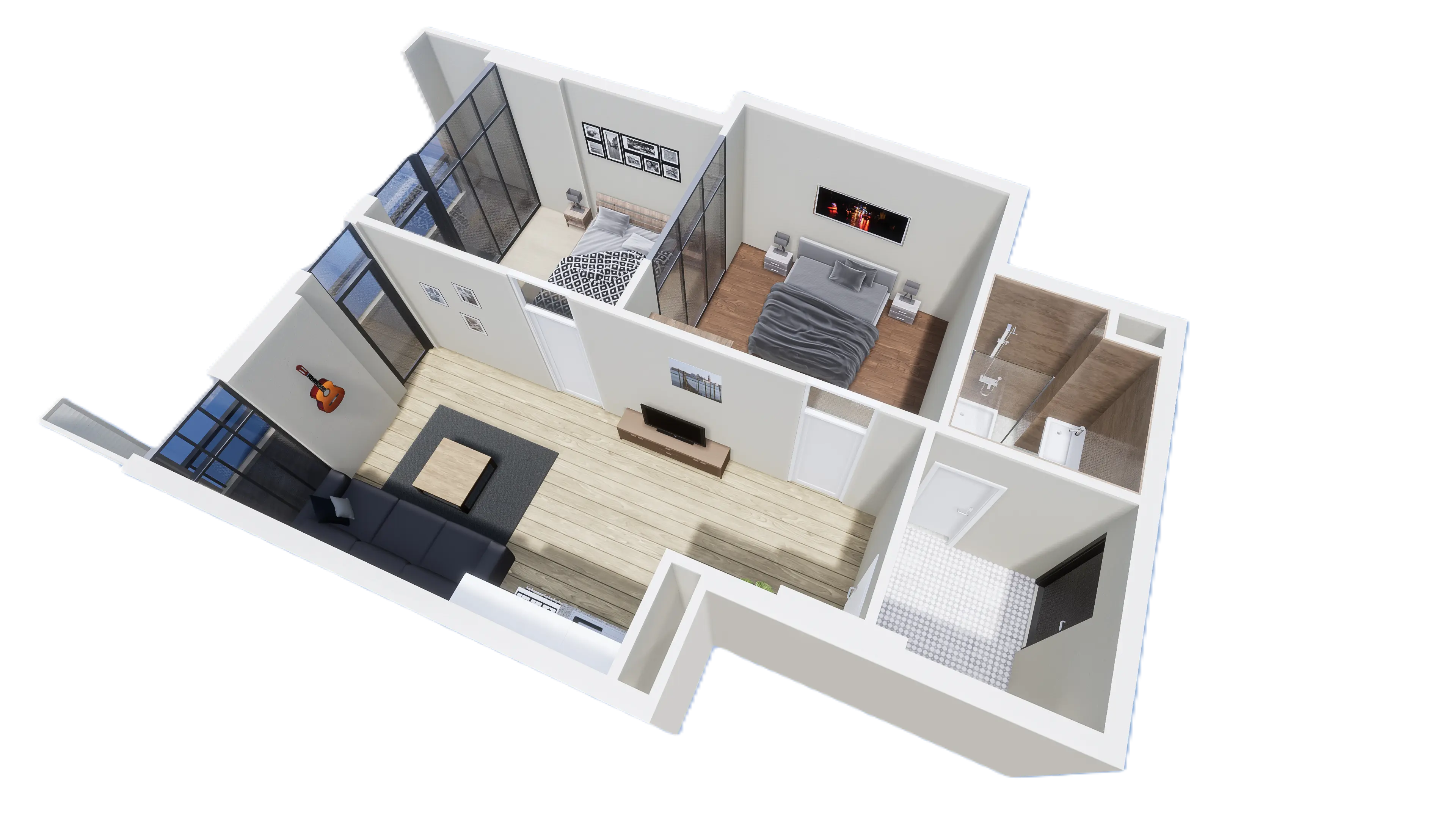 60.3 m², 2 Bedrooms