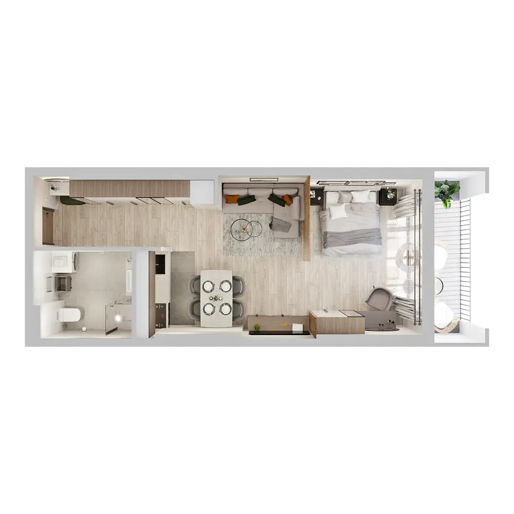 Silver Point — Studios with a separate sleeping area, 30.8–44 m²