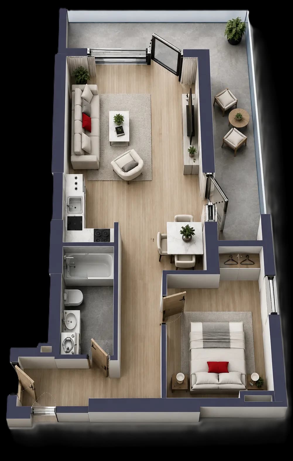 RED Residence & Business Level — Large 1+1, 55–66.9 m²