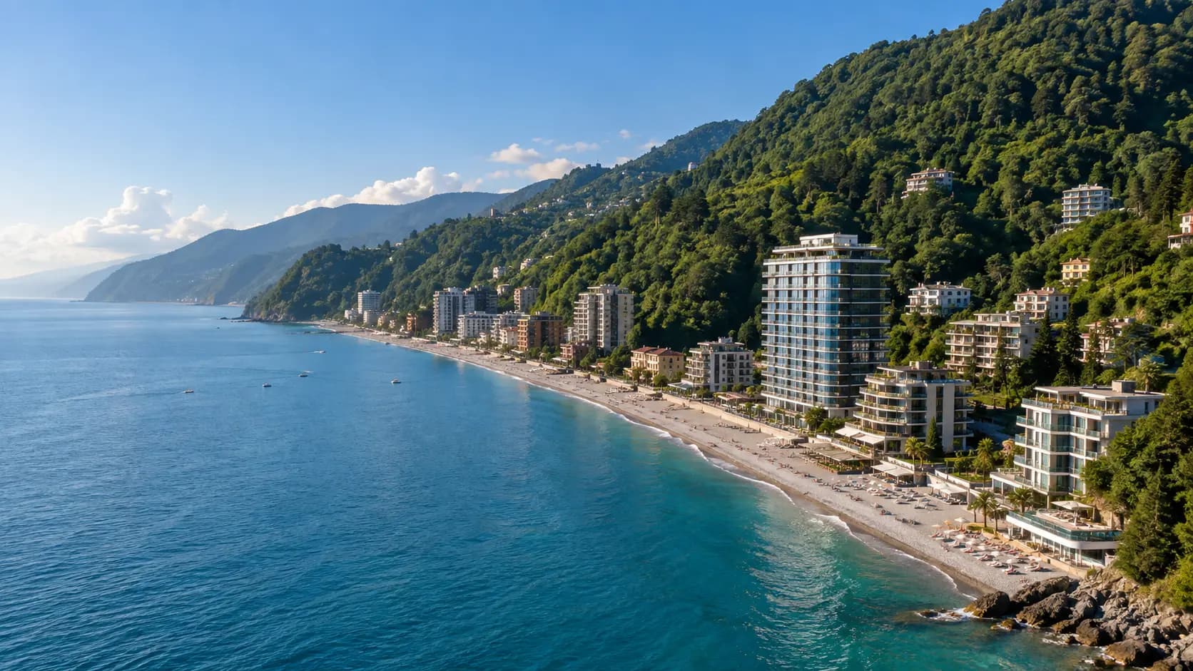 The coast and green hills of Gonio and Kvariati