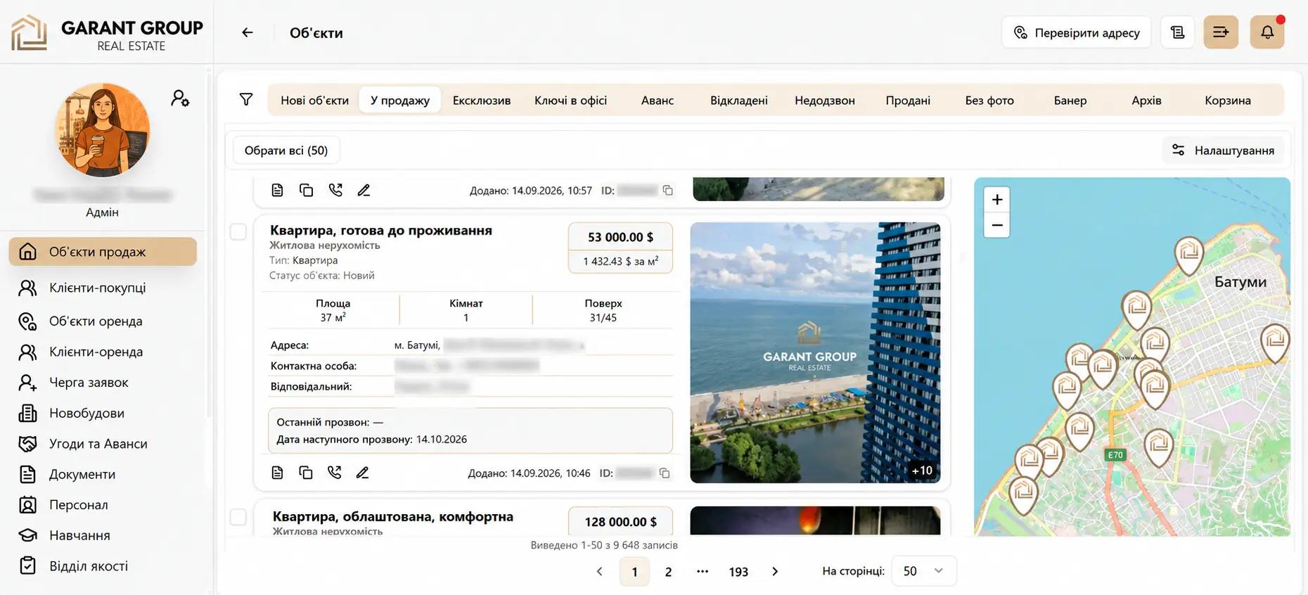 Garant Group's own CRM system